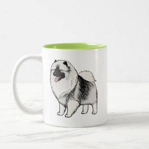 Keeshond Tecknad hund   Cute Keesie Två-Tonad Mugg