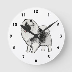 Keeshond Tecknad hund Rund Klocka