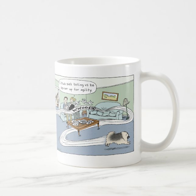 Keeshond Tecknad hund-smidighet | Cute Keesie Kaffemugg (Höger)