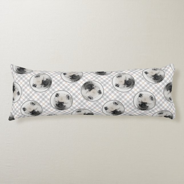 Keeshond Teckning Kees Puppy Cute Original Hund Ar Kroppskudde (Framsidan)