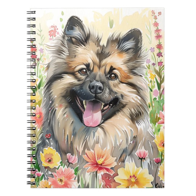 Keeshond Watercolor Journal Anteckningsbok (Framsidan)