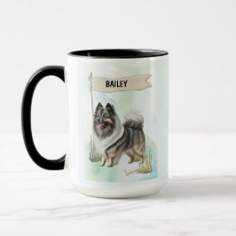  Keeshond Watercolor Personalized Dog Mugg