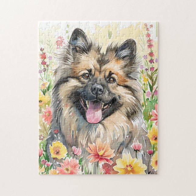 Keeshond Watercolor Puzzle Pussel (Vertikal)