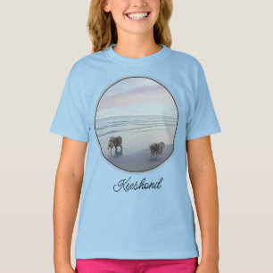Keeshonder vid havet Målning Hund Konst T Shirt