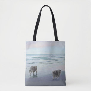 Keeshonds vid havet Målning Hund Konst Tygkasse