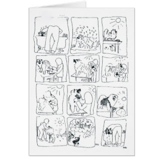 Keeshondtecknad Bathtime Hälsningskort