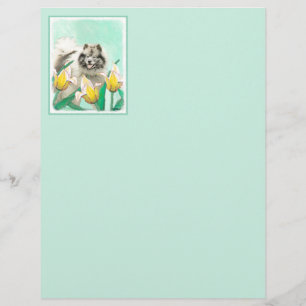 Keeshoni Tulips Painting Cute Original Hund Art
