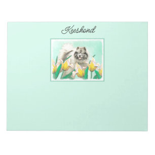 Keeshoni Tulips Painting Cute Original Hund Art Anteckningsblock