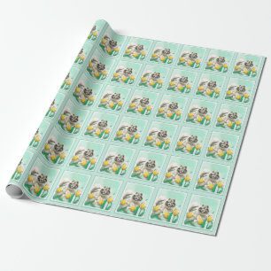 Keeshoni Tulips Painting Cute Original Hund Art Presentpapper