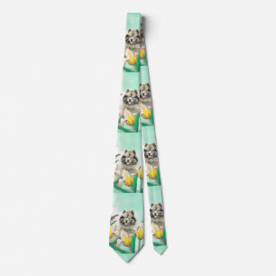 Keeshoni Tulips Painting Cute Original Hund Art Slips