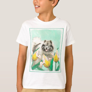 Keeshoni Tulips Painting Cute Original Hund Art T Shirt