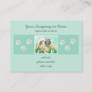 Keeshoni Tulips Painting Cute Original Hund Art Visitkort