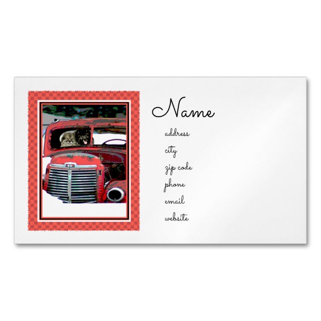 Keeshont-Hund för målning av gamla Lastbil Magnetiska Visitkort (Framsida)