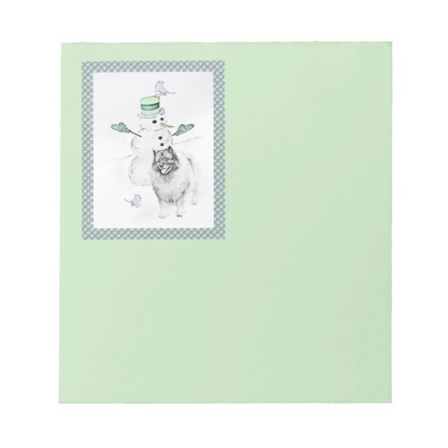 Keeshont-Hund för målning av Snögubbe vid jul Anteckningsblock (Framsida)