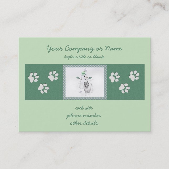 Keeshont-Hund för målning av Snögubbe vid jul Visitkort (Framsida)