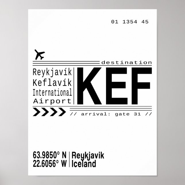KEF Reykjavik, poster av Islandets flygplats (Framsidan)