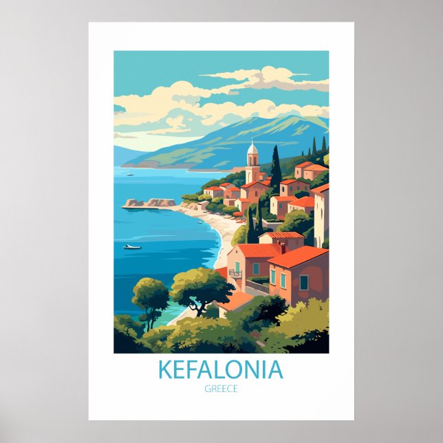Kefalonia Greece Berömd Travel Ställe Poster (Framsidan)