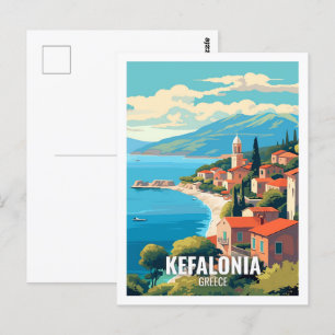 Kefalonia Greece Berömd Travel Ställe Vykort