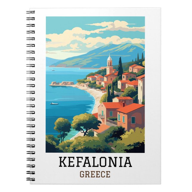 Kefalonia Greece Retro Vintage resor Anteckningsbok (Framsidan)