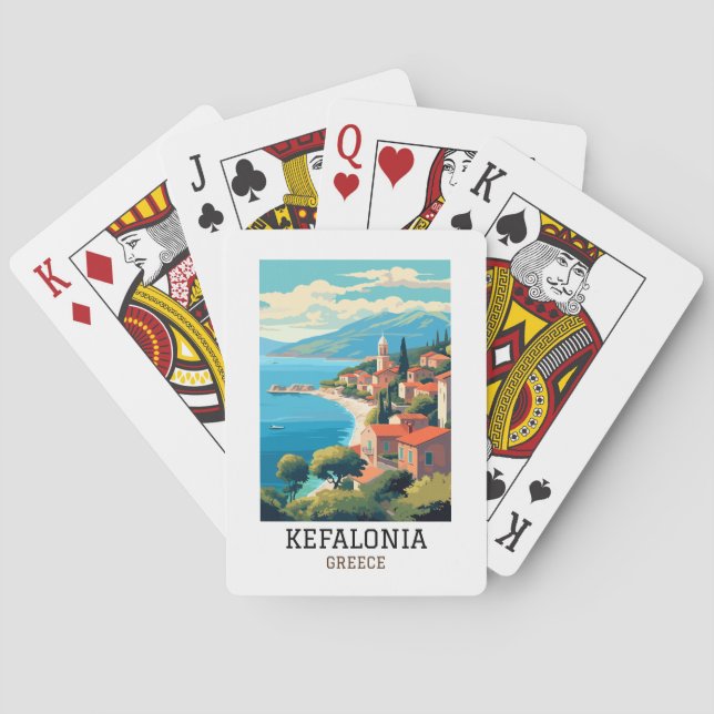 Kefalonia Greece Retro Vintage resor Casinokort (Baksidan)