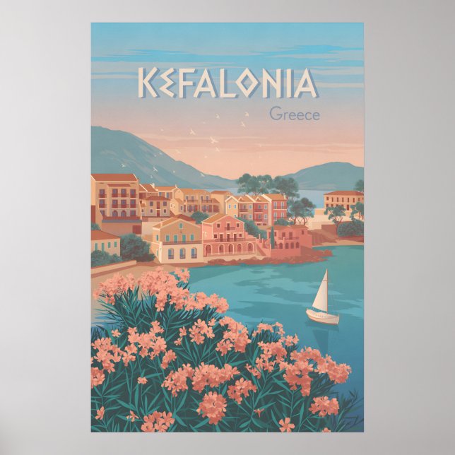 Kefalonia Grekland Resaaffisch Poster (Framsidan)