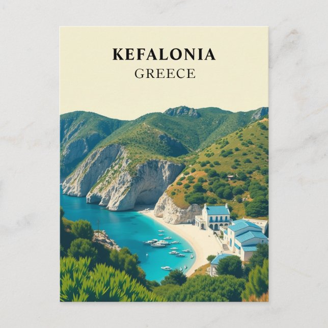 Kefalonia, Grekland Retro Vykort (Framsida)