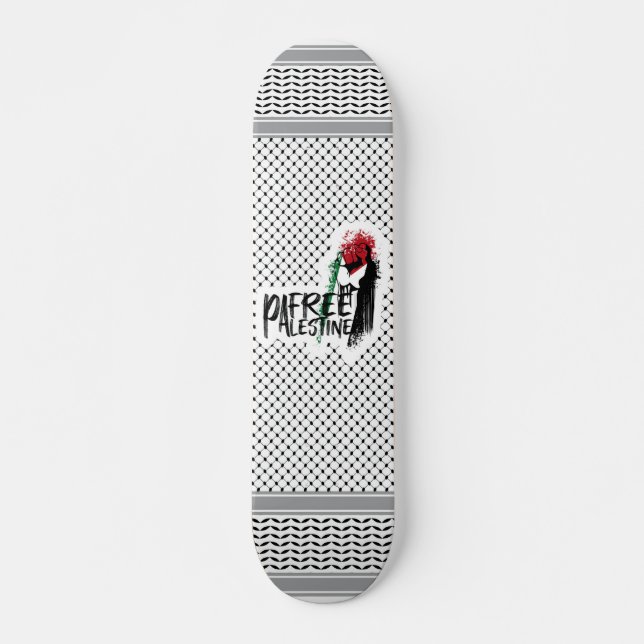 Keffiyeh Free Palestine Mini Skateboard Bräda 18,5 Cm (Framsida)