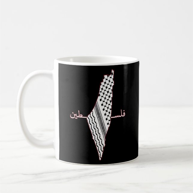 Keffiyeh Palestine Karta Arabiska Scarf Shemagh Pa Kaffemugg (Vänster)