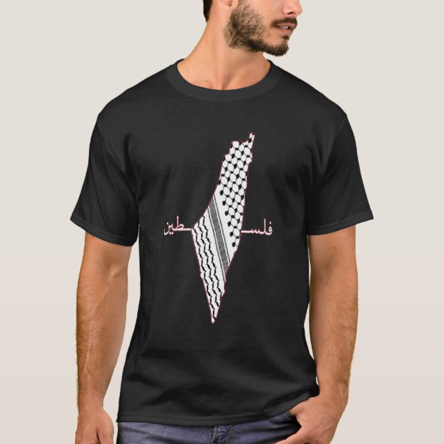 Keffiyeh Palestine Karta Arabiska Scarf Shemagh Pa T Shirt (Framsida)
