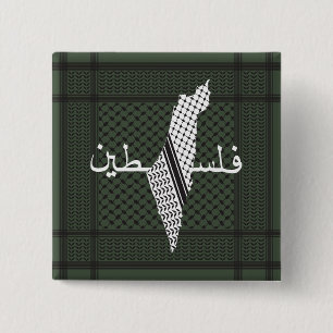 Keffiyeh Palestine Mönster Grönt Knapp