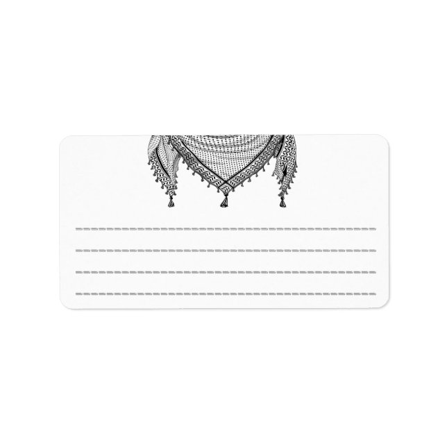 Keffiyeh Palestinian Scarf Traditional Fabric Adressetikett (Framsidan)