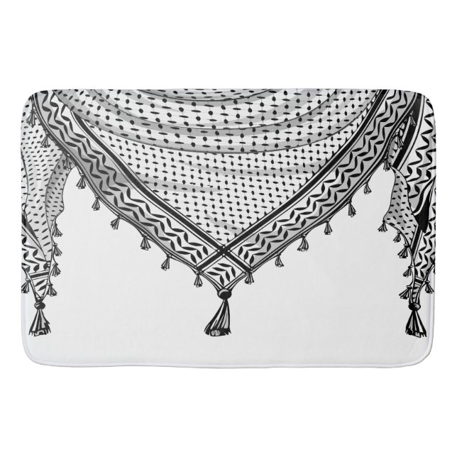 Keffiyeh Palestinian Scarf Traditional Fabric Badrumsmatta (Framsidan)