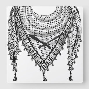 Keffiyeh Palestinian Scarf Traditional Fabric Fyrkantig Klocka