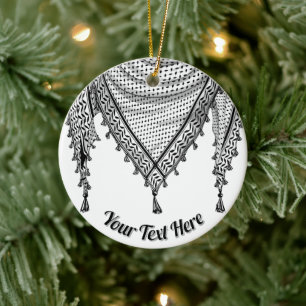 Keffiyeh Palestinian Scarf Traditional Fabric Julgransprydnad Keramik