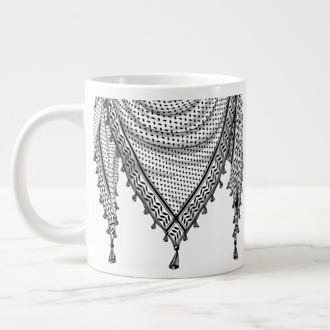 Keffiyeh Palestinian Scarf Traditional Fabric Jumbo Mugg (Vänster)