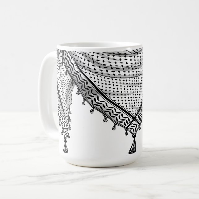 Keffiyeh Palestinian Scarf Traditional Fabric Kaffemugg (Framsida vänster)