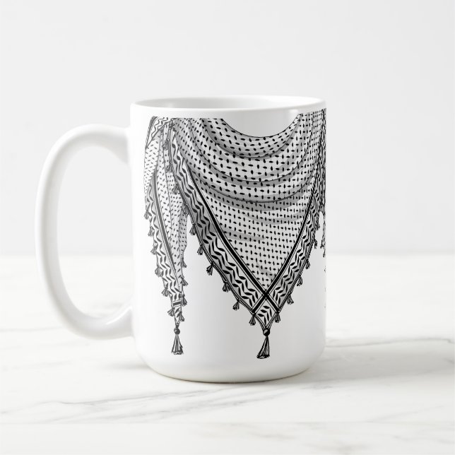 Keffiyeh Palestinian Scarf Traditional Fabric Kaffemugg (Vänster)