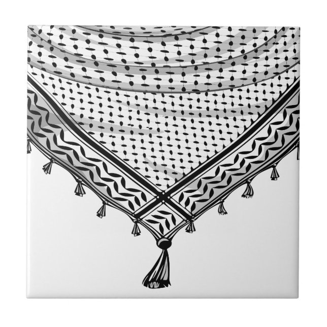 Keffiyeh Palestinian Scarf Traditional Fabric Kakelplatta (Framsidan)
