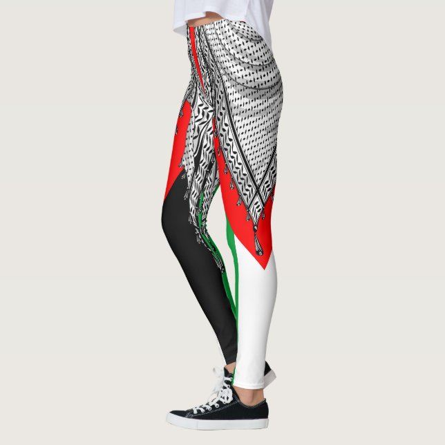 Keffiyeh Palestinian Scarf Traditional Fabric Leggings (Vänster)