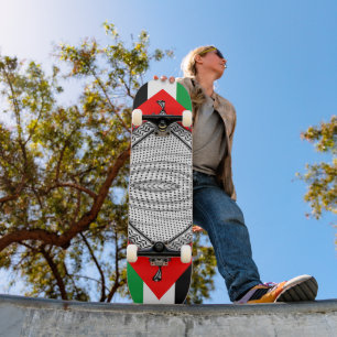 Keffiyeh Palestinian Scarf Traditional Fabric Mini Skateboard Bräda 18,5 Cm