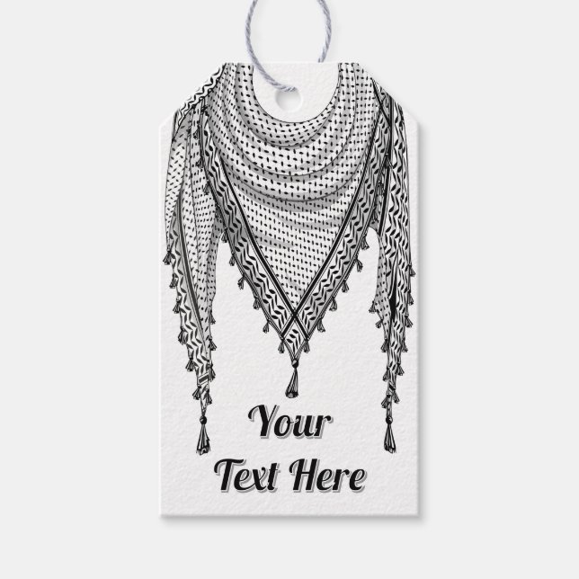 Keffiyeh Palestinian Scarf Traditional Fabric Presentetikett (Framsidan)