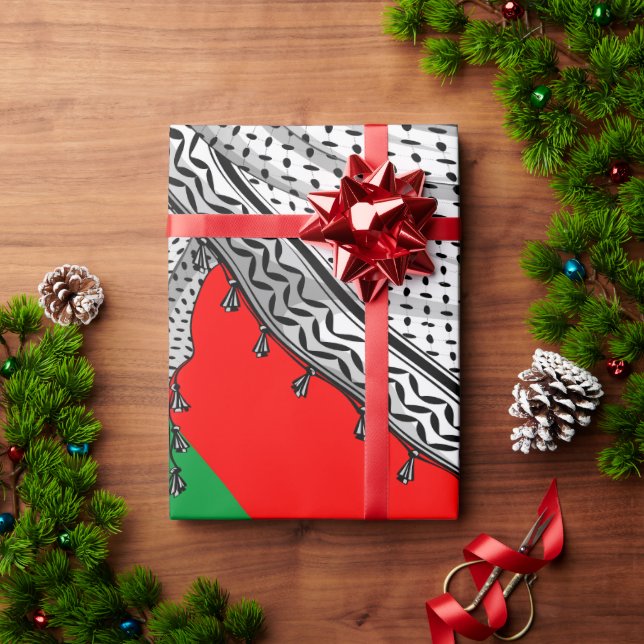 Keffiyeh Palestinian Scarf Traditional Fabric Presentpapper (Julgåva)