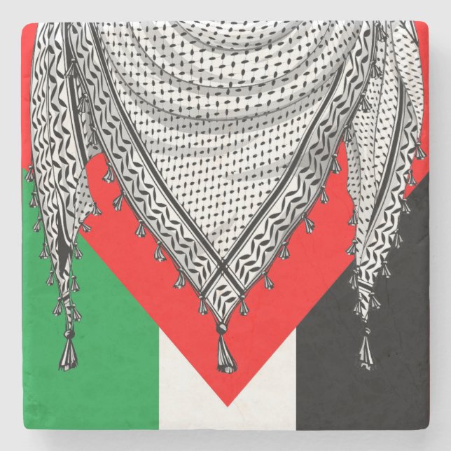 Keffiyeh Palestinian Scarf Traditional Fabric Stenunderlägg (Framsidan)