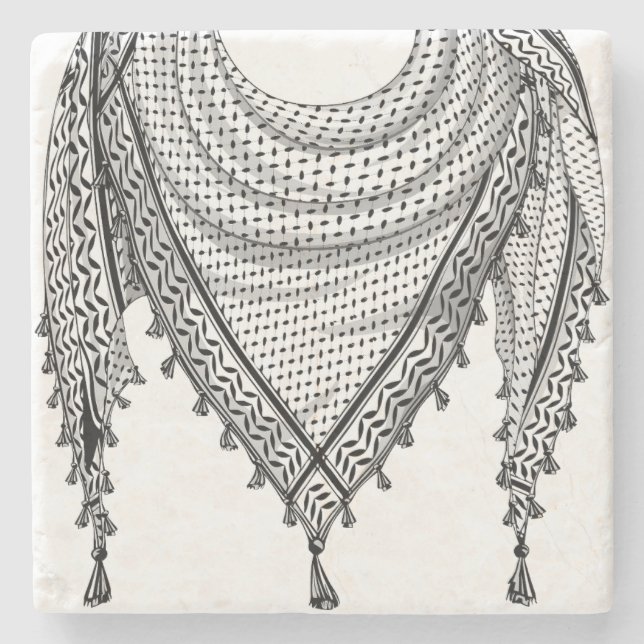 Keffiyeh Palestinian Scarf Traditional Fabric Stenunderlägg (Framsidan)