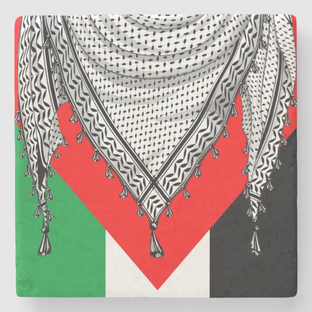 Keffiyeh Palestinian Scarf Traditional Fabric Stenunderlägg (Framsidan)
