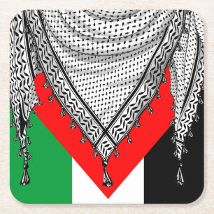 Keffiyeh Palestinian Scarf Traditional Fabric Underlägg Papper Kvadrat