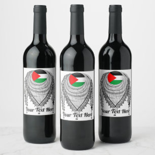 Keffiyeh Palestinian Scarf Traditional Fabric Vinflaska Etikett