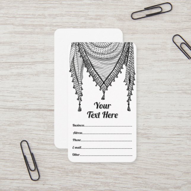 Keffiyeh Palestinian Scarf Traditional Fabric Visitkort (Fram/Back In Situ)