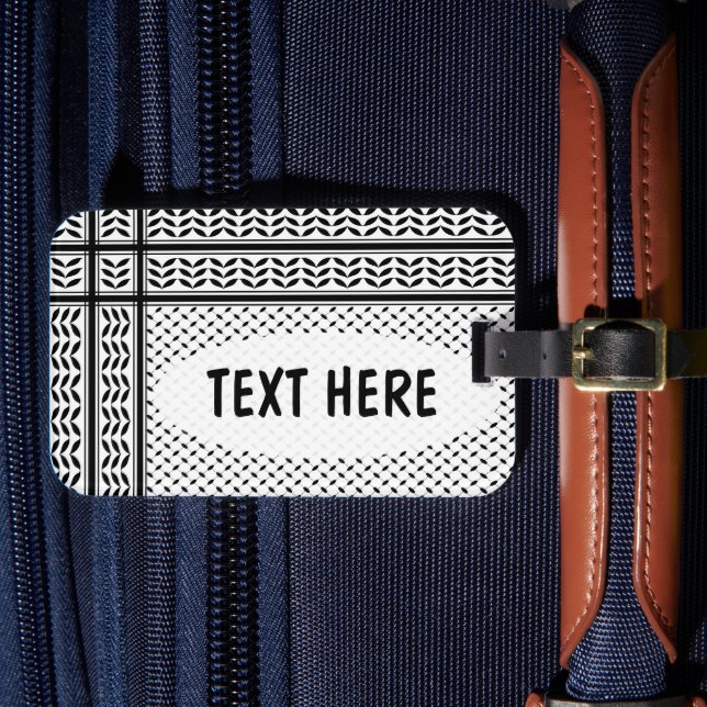 Keffiyeh Symbol för Palestinas motståndsrörelse Mö Bagagebricka (Framsida Insitu 4)