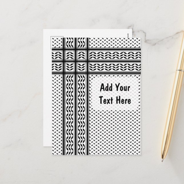 Keffiyeh Symbol för Palestinas motståndsrörelse Mö Helg Vykort (Fram/Back In Situ)